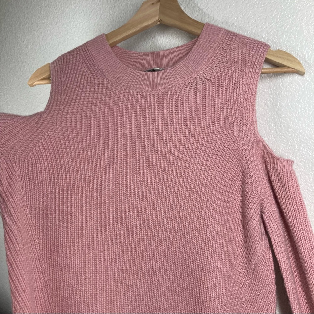 Lucky Brand Cold Shoulder Pullover Wool Sweater XS pink Boho - Picture 7 of 16